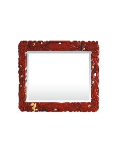 Miroir laqué rouge indochinois incrustations