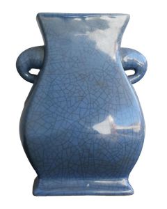 Vase en céramique bleue craquelée