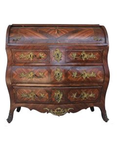 Commode scriban à cylindre d'époque Louis XV en marqueterie