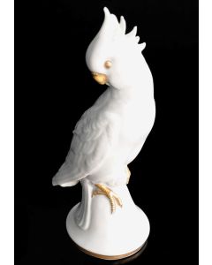 Statuette de perroquet en porcelaine blanche Capo di Monte
