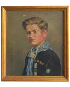 Portrait de jeune garçon très abîmé signé G. Gagneau daté 1943