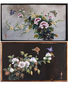 Gouaches aux bouquets de fleurs (paire)