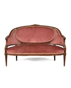 Banquette corbeille de style Louis XVI en noyer 1900