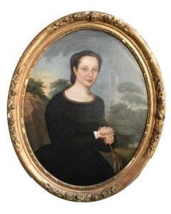 Portrait en médaillon jeune femme époque XIXème