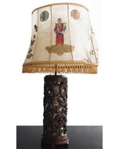 Lampe Chinoise en parchemin fût en bronze XIXème