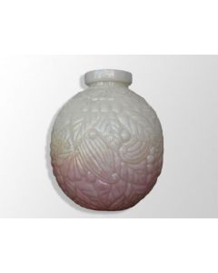 Vase boule aux fleurs opaline rose blanc