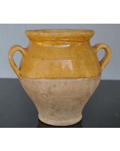 Cruche en céramique vernissée jaune époque 1900 hauteur 18 cm