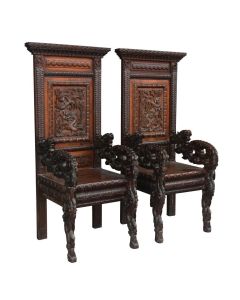 Fauteuils asiatiques palissandre époque XIXème (paire)