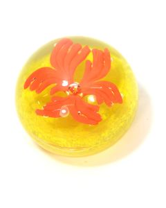 Presse-papier en sulfure type fleur jaune orange