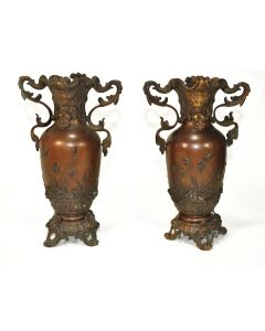 Vases en bronze patiné époque fin XIXème (paire)