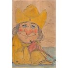 Dessin aquarelle originale illustrateur Ernest Gayac (1870-1942)