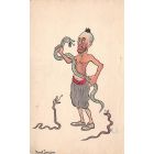 "Le dresseur de serpent" Dessin original scène orientaliste par Marcel Jeanjean années 20