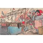 "Le port colonial" Dessin original scène orientaliste par Marcel Jeanjean années 20