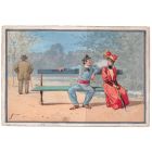 Illustrations originales peintes à la gouache format carte vers 1880