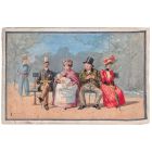 Illustrations originales peintes à la gouache format carte vers 1880