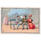 Illustrations originales peintes à la gouache format carte vers 1880