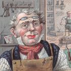 Illustrations originales peintes à la gouache format carte vers 1880