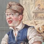 Illustrations originales peintes à la gouache format carte vers 1880