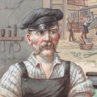 Illustrations originales peintes à la gouache format carte vers 1880