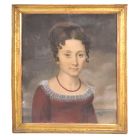 Portrait de jeune femme pastel d'époque restauration 