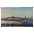 Huile sur toile Napolitaine fin XVIIIème début XIXème vue du vésuve 