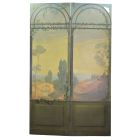 Paravent toile peinte trompe l'œil vers 1900/11950 à 2 feuilles