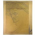 Portrait au fusain et sanguine sur textile école française Martinez