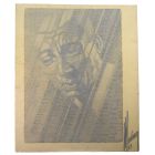 Homme au fusain et sanguine sur textile école française Martinez
