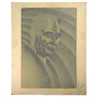 Portrait au fusain et sanguine sur textile école française Martinez