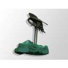 Bronze 1900 Héron sur bloc de malachite