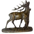 Cerf en train de manger des feuilles bronze animalier XIXème P.J Mêne 