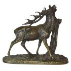 Cerf en train de manger des feuilles bronze animalier XIXème P.J Mêne 