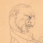 Dessin original portrait caricature militaire 1ere GM au crayon sur papier début XXème 