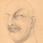 Dessin original portrait caricature au crayon sur papier début XXème 