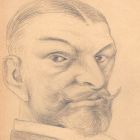 Dessin original portrait caricature au crayon sur papier début XXème 