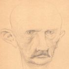 Dessin original portrait caricature du Général Fritz Von Below au crayon sur papier début XXème 