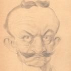Dessin original portrait caricature au crayon sur papier Comte J.H von Bernstorff début XXème