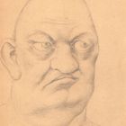Dessin original portrait caricature au crayon Maréchal Von Bulow sur papier début XXème 