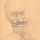 Dessin original portrait caricature Général Von Bissing au crayon sur papier début XXème 