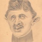 Dessin original portrait caricature au crayon Charles 1er d'Autriche sur papier début XXème 