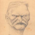 Dessin original portrait caricature au crayon sur papier Maréchal A.V Mackensen début XXème 