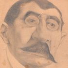 Dessin original portrait caricature Gustav Noske crayon sur papier début XXème 