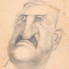 Dessin original portrait caricature Maréchal Von Linsingen début XXème 