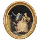 Médaillon scène galante "l'ennui" d'époque XIXème