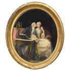 Médaillon scène galante "le baiser" d'époque XIXème