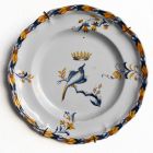 Assiette en céramique peinte oiseau par Émile Gallé