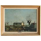 Paysage de village Bordelais par L. R. Santillan