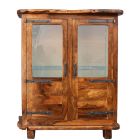 Argentier vitrine Brutaliste forme libre en olivier 