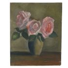 Nature morte aux roses signée huile sur panneau XXème