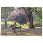 Scène de parc époque 1930 par Georges Courtin